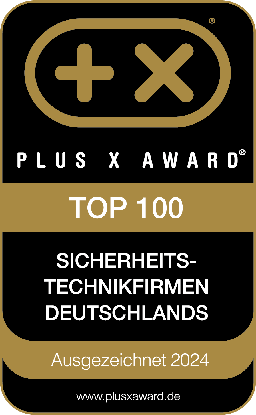 Plus X Award Siegel: Top 100 Sicherheitstechnikfirmen Deutschlands, ausgezeichnet 2024