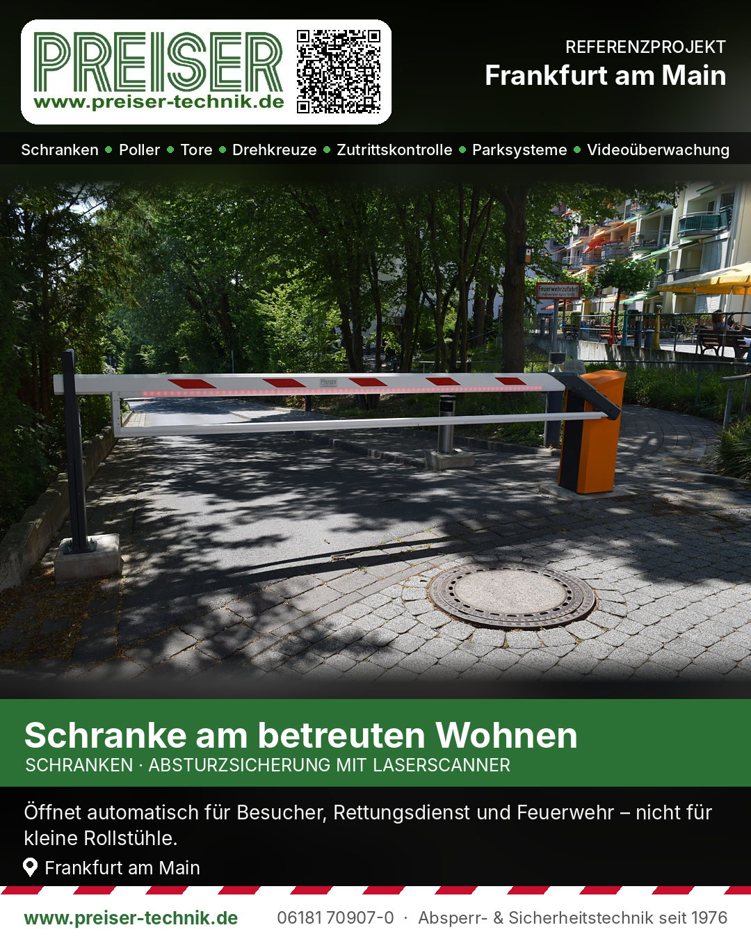 Magnetic Access Schranke am Seniorenheim Henry Budge in Frankfurt