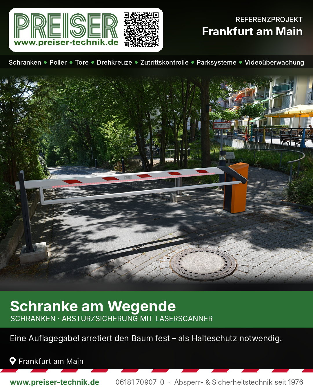 Geschlossene Schranke am Weg zum betreuten Wohnen