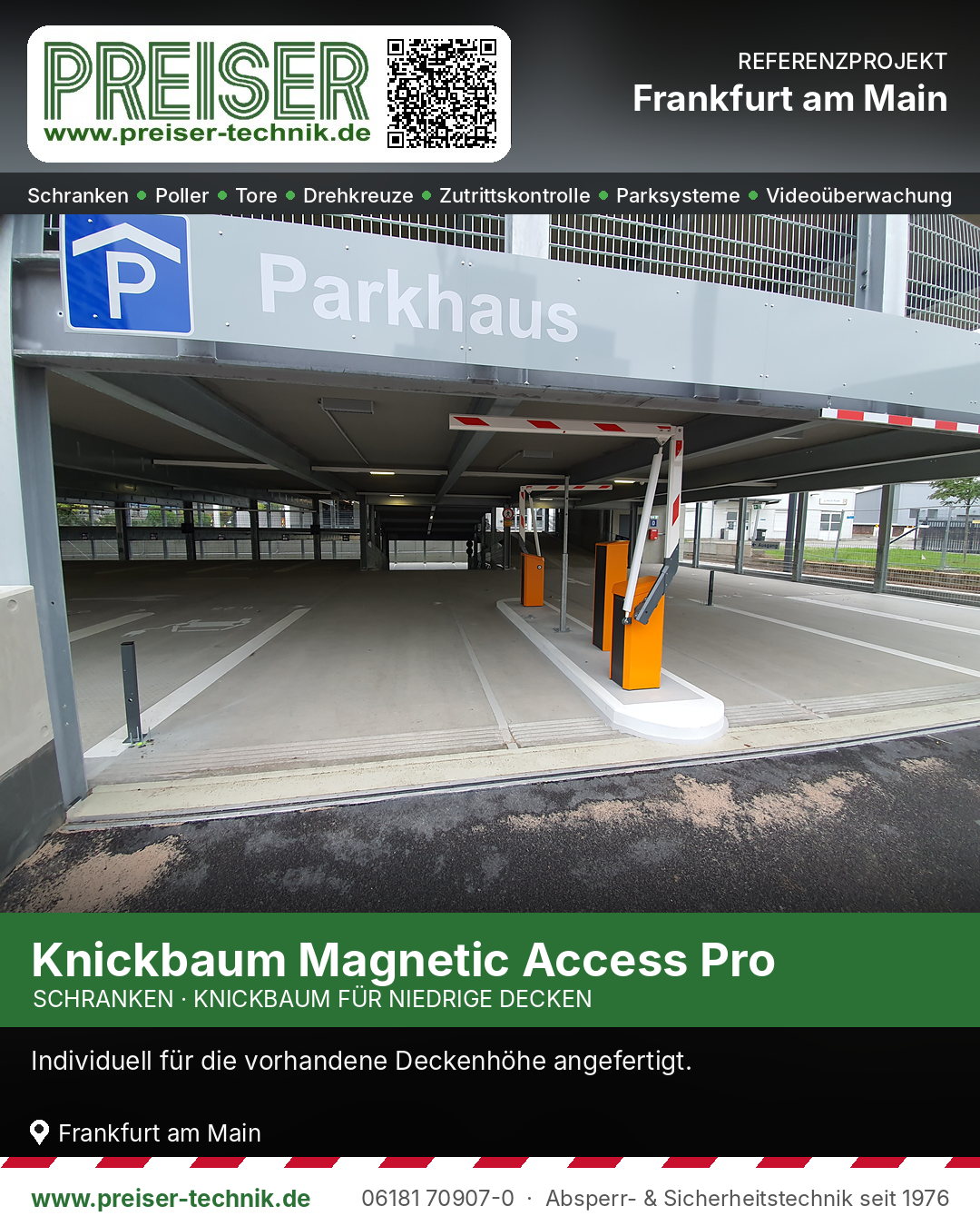 Magnetic Access Pro Schranken mit Knickbaum an der Parkhauszufahrt