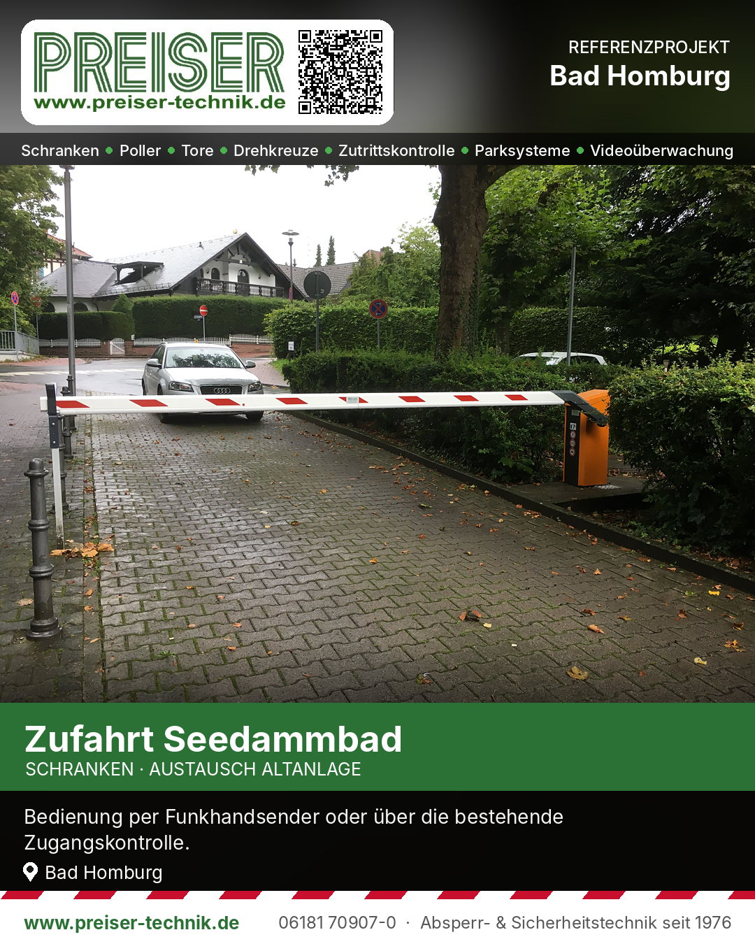 Zufahrt mit Schranke beim Seedammbad in Bad Homburg