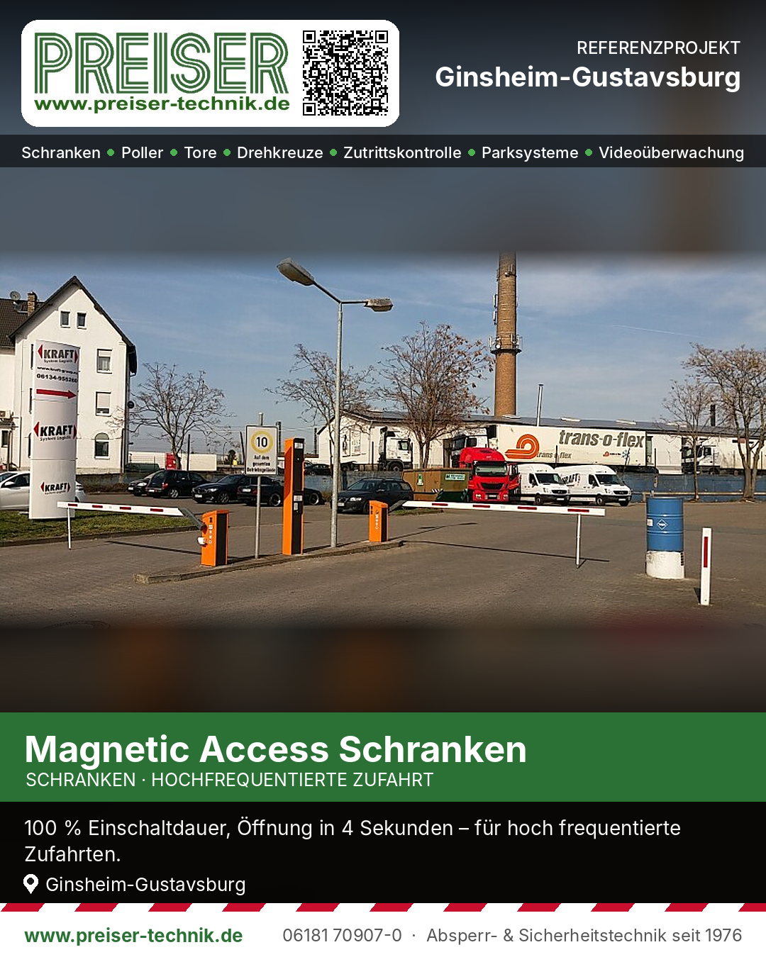 Zwei Magnetic Access Schranken an der Zufahrt eines Logistikunternehmens