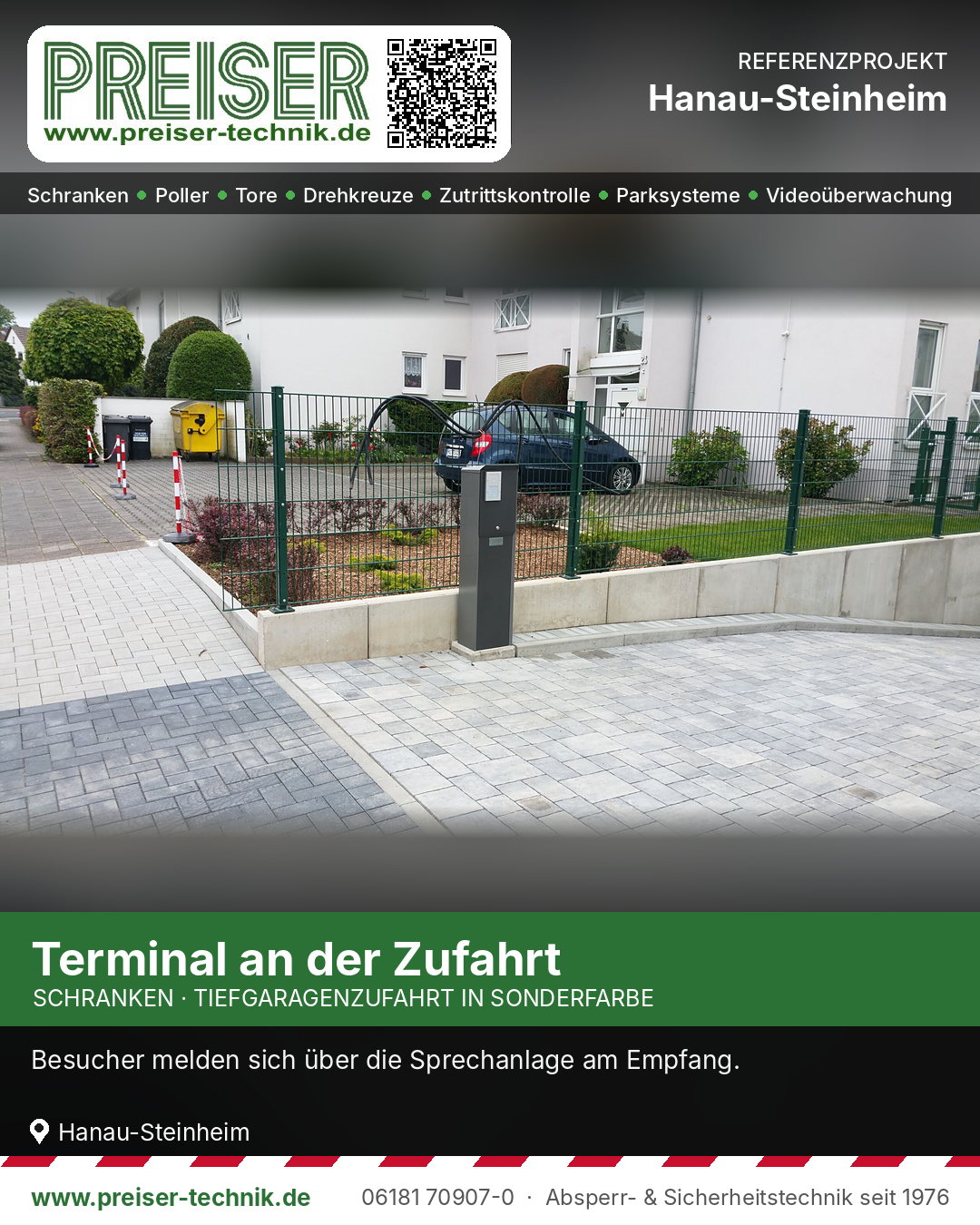 Terminal am Rand der Tiefgaragenzufahrt