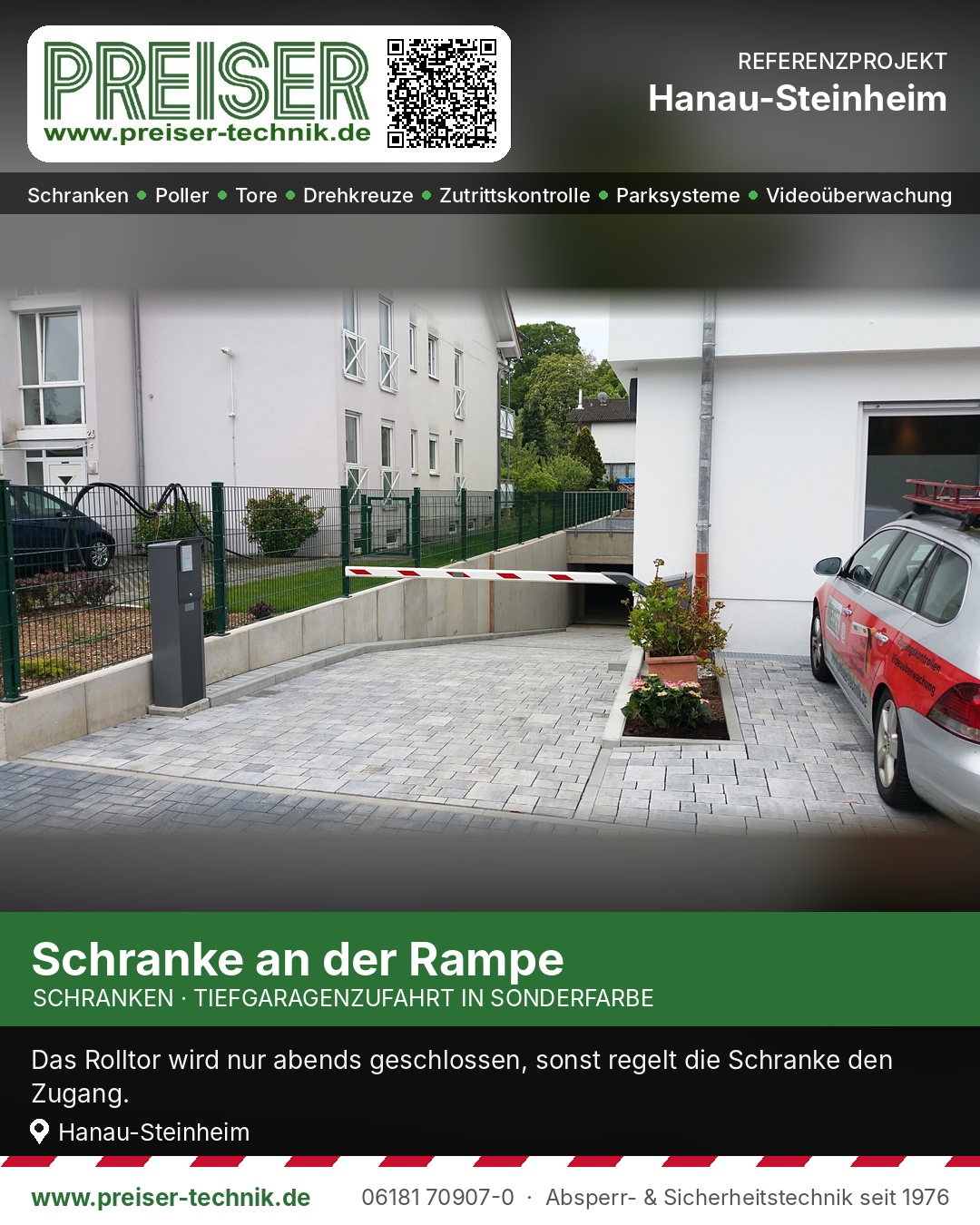 Schranke an der Rampe zur Tiefgarage in Hanau-Steinheim