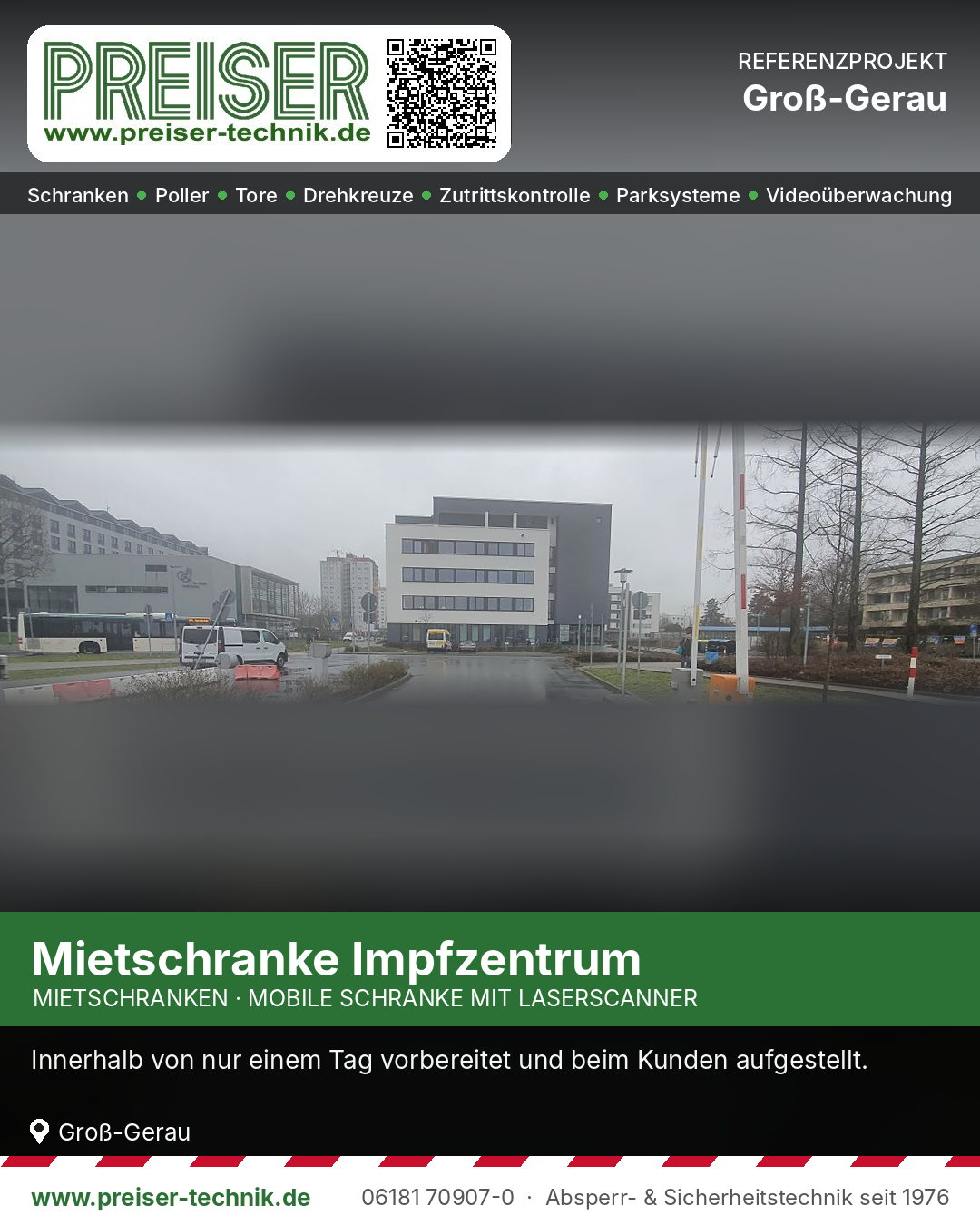 Mobile Mietschranke mit Fertigfundament an einer Zufahrt in Groß-Gerau