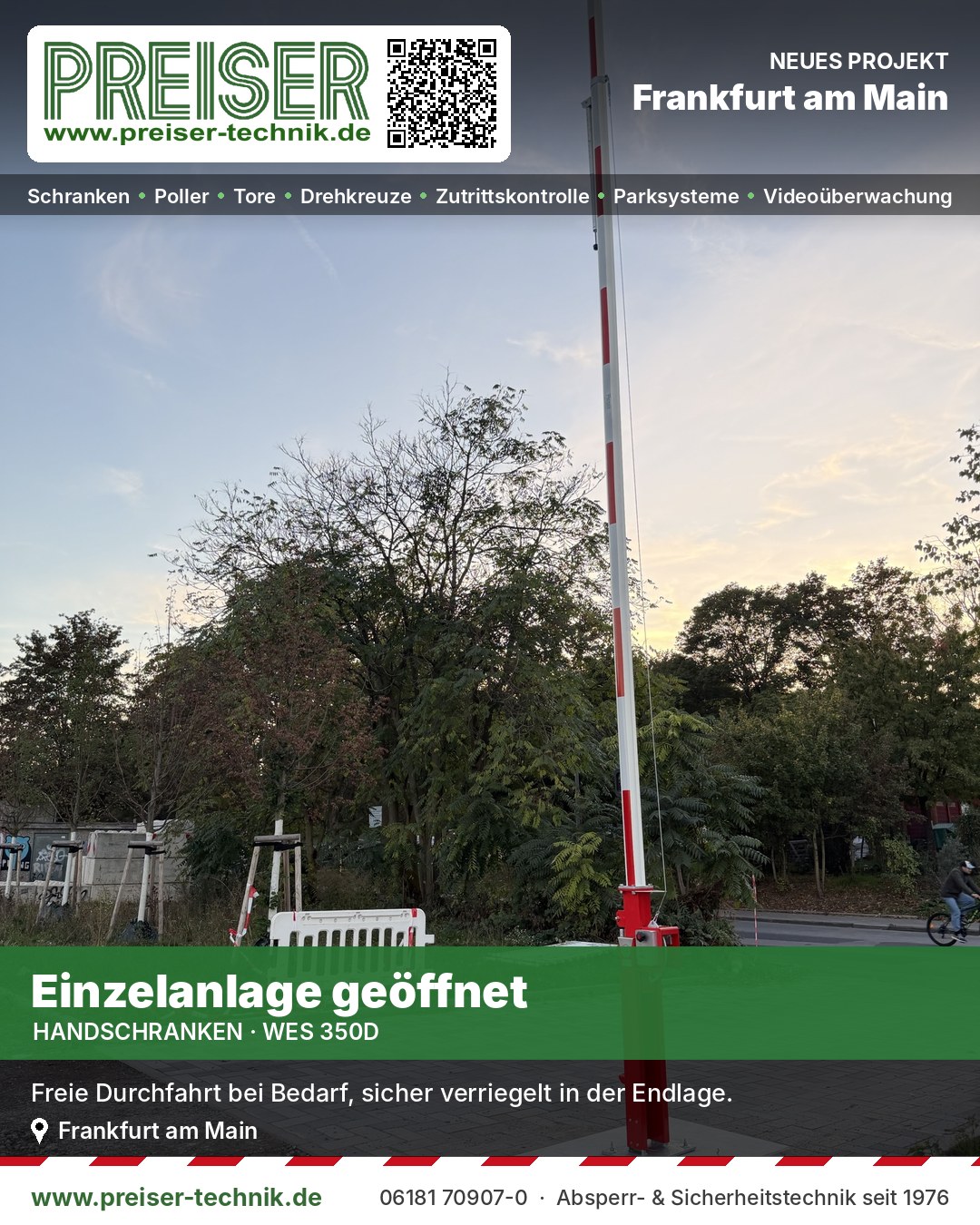 Einzelanlage Handschranke WES 350D geöffnet