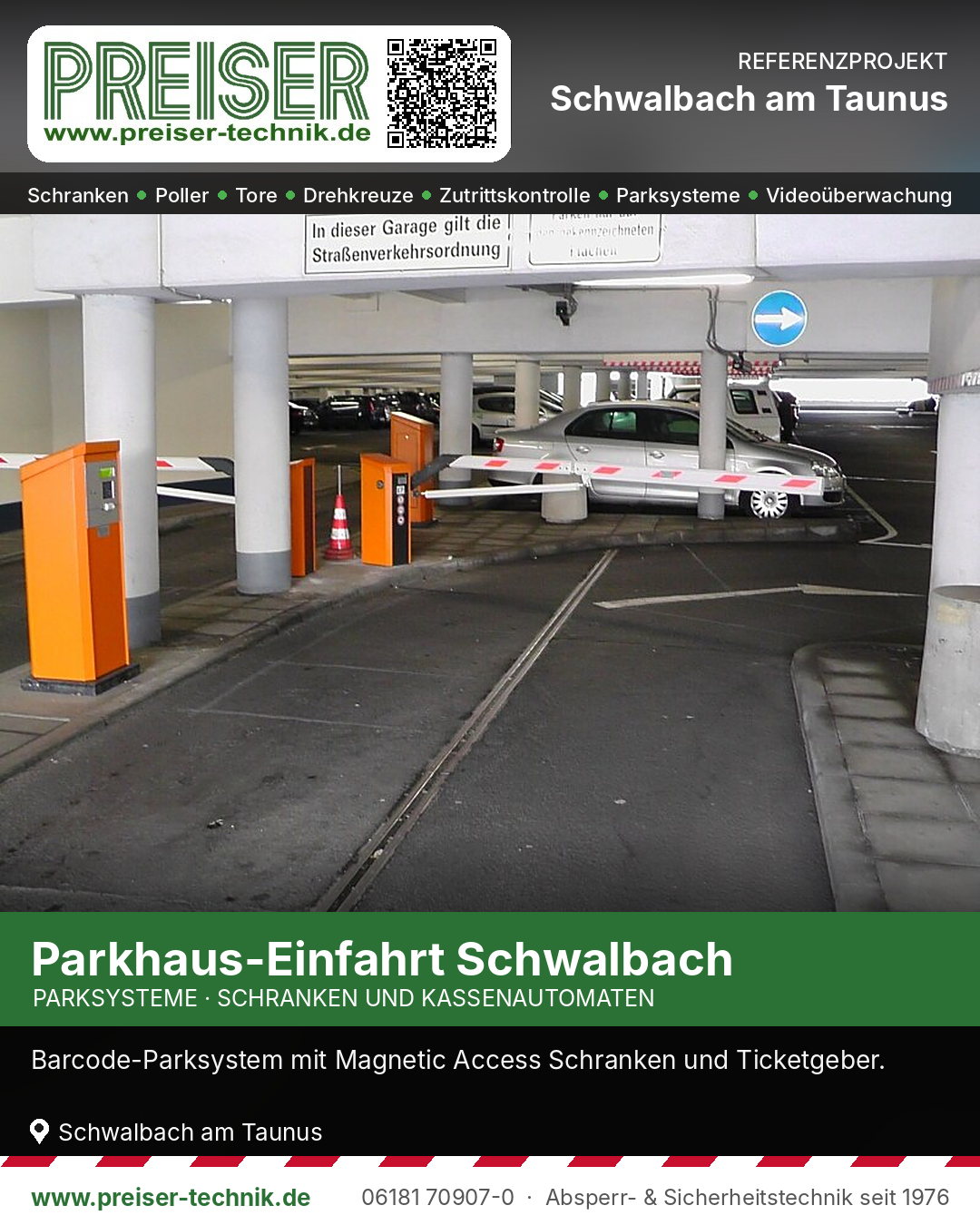 Parkhauseinfahrt mit Schranken und Ticketgeber in Schwalbach am Taunus