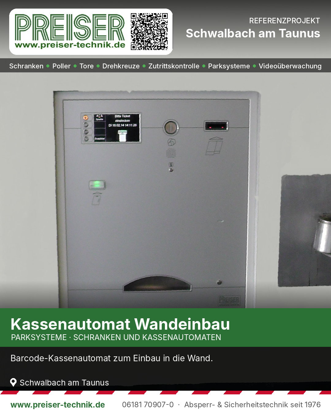 Barcode-Kassenautomat im Wandeinbau