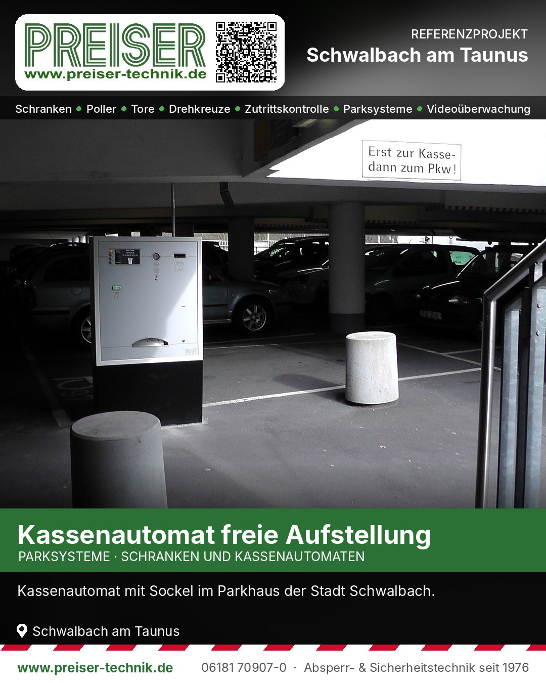 Barcode-Kassenautomat in freier Aufstellung im Parkhaus