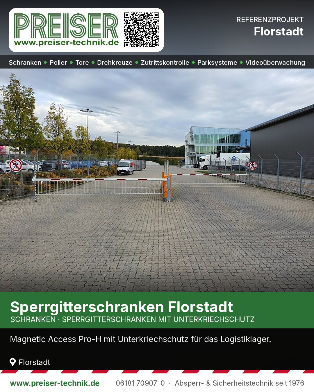 Sperrgitterschranken mit Unterkriechschutz im Logistiklager Florstadt