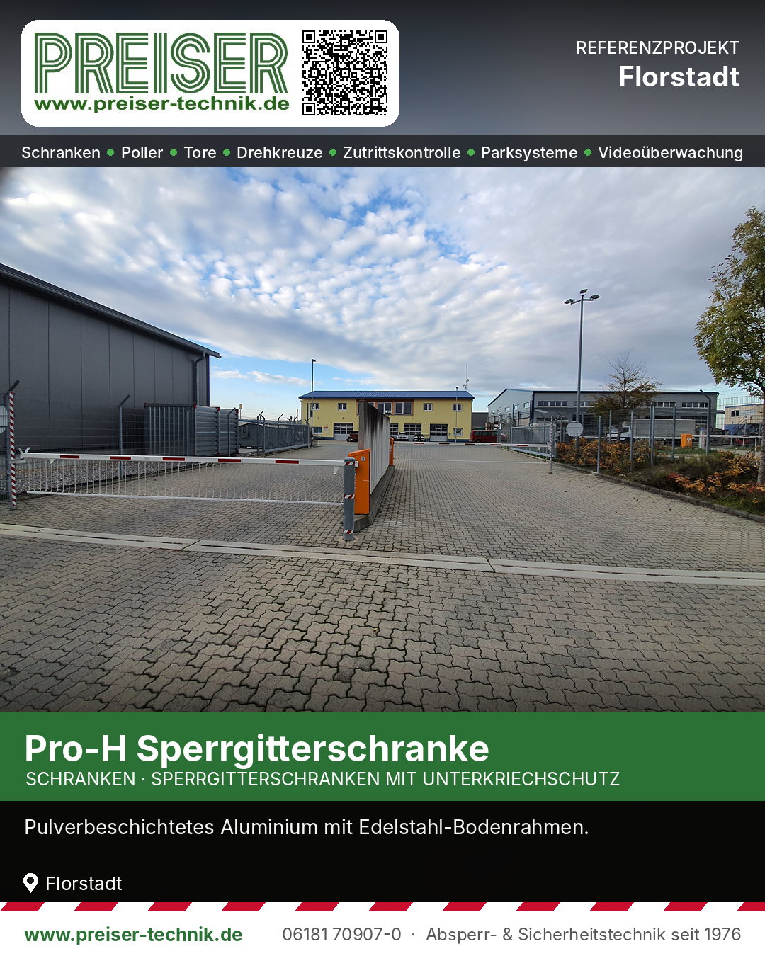 Sperrgitterschranke Pro-H von der Seite in Florstadt