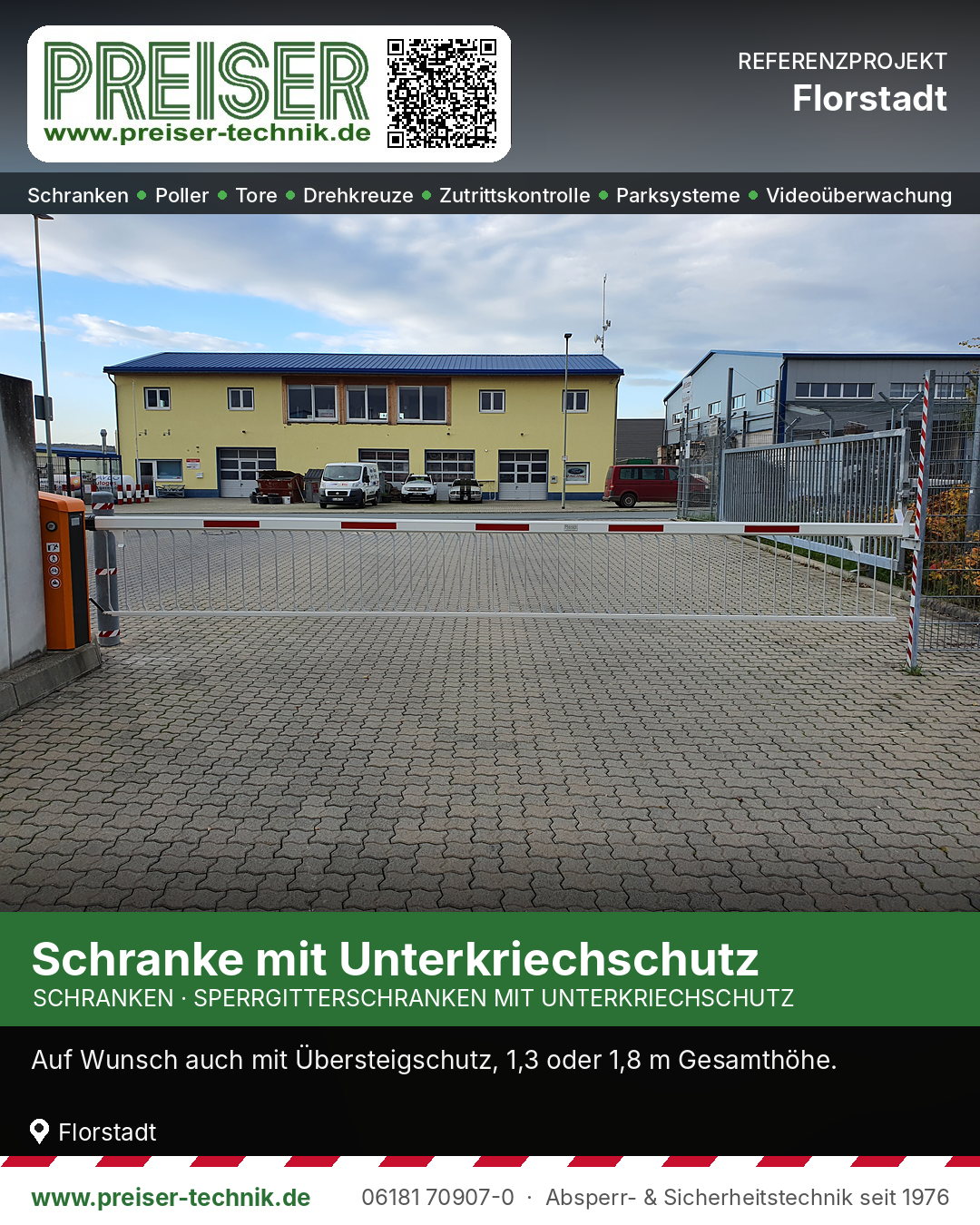 Geschlossene Sperrgitterschranke mit Unterkriechschutz