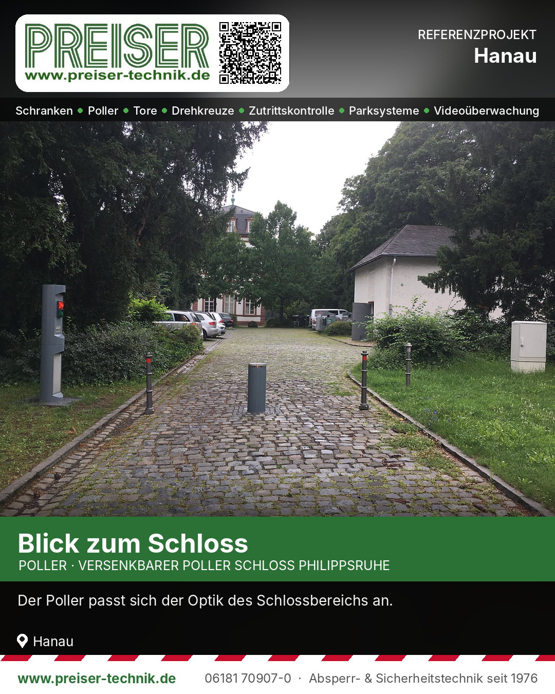 Blick vom Poller auf das Schloss Philippsruhe in Hanau